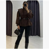 Women's Chic Waist-cinching Short Trench Coat Solid Long Sleeve Shoulder Pad Cropped Jackets Autumn Street Commute Outwear
