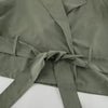 Women's Cropped Trench Coat Lapel Belted Waist Jacket, Loose Fit Drop Shoulder Short Trench