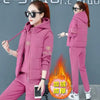2 pieces women sets autumn thickened fleece sportswear vest+hoodies+pant cold-proof winter coat sets women's clothing