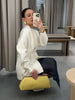 White Stand Collar Long Pant Suits Women Chic Solid Full Sleeves Single Breasted Loose Pants Set Lady Daily Street Outfit