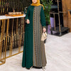 Women Ethnic Printed Panels Maxi Dress Long Sleeve Hijab O Neck Muslim Islamic Patchwork Vestidos Loose Casual Abaya Robe
