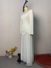 Women's Solid Color Casual A-line Square Neck Long Sleeve Spliced Ankle Length Dresses Female Clothes