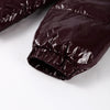 Solid Glossy Zipper Hooded Coats Women's Warm Elastic Waist Pleated Short Cotton Jacket Winter Lady High Street Outwear