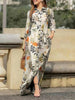 Elegant Printed Dress Lapel Single Breasted Long Sleeved Slim Fitting Dresses Spring Autumn Vintage Women's Clothing