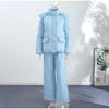 Elegant Printed Cotton Jacket Trouser Women's Set Hooded Thicken Zipper Coat Straight Pants Loose Lady Winter Autumn Suit