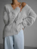 Solid Knit Cardigan Women Long Sleeve Casual V Neck Oversized Sweater Women's Autumn High Street Knitted Coats