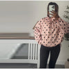 Pink Polka Dot Jacket For Women Casual Stand Collar Long Sleeve Button Loose Coat Lady Spring Chic Street Outerwear