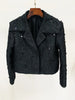 High Street Star Style Designer Jacket Women's Beaded Floral Jacquard Trimmed Jacket
