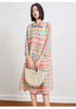Printed Geometric Dress Women's Spring Lapel Single Breasted Color Block Loose A-line Stretch Dresses 2DB2204