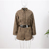 Retro Suede Coats High-waist Shorts Set Women's Plaid Full Sleeves Short Zipper Jackets Autumn Winter Ladies Outwear