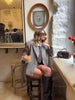 Vintage Plaid Lapel Jacket Shorts Set Women Full Sleeve Belted Buttons Pockets Blazer Suit Autumn Lady Commute Street Outfit