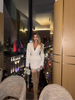 Chic White Waist Cinching Dress Women Full Sleeve Deep V-neck Double Breasted Mini Vestidos Lady High Street Robe