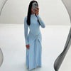Elegant Long Sleeve Ruched Sexy Maxi Dress Women Gown Autumn Draped Bodycon Long Dresses Female Clothing