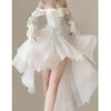 Elegant Heavy Off Shoulder Dresses Early Spring White Dress For Women Y2k Slim Waist Long Sleeve Vestidos De Mujer