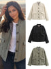 Autumn Jacket For Women Elegant Solid Quilted Coat Long Sleeve Single Breasted Outerwear Casual Maternity Outfit Tops