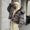 Chic All-Matched Solid Women's Cotton Coat Hooded Zipper Full Sleeves Thicken Bread Coats Autumn Winter Lady Tops