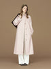 Womens British Trench Coat Contrast Cuff Stand Collar Heritage Workwear Style Pink Black Khaki Short Long Trench Coat