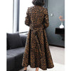 High End Leopard Coat Women Spring Autumn Korean Slim Long Trench Coat Female Windbreaker With Belt Mother Outwear 4XL