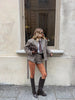 Vintage Plaid Lapel Jacket Shorts Set Women Full Sleeve Belted Buttons Pockets Blazer Suit Autumn Lady Commute Street Outfit