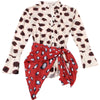 Sexy Single-Breasted Dress Women Silk Scarf Strap Patchwork Full Sleeve Polka Dot Print Hottie Music Festival Bodycon
