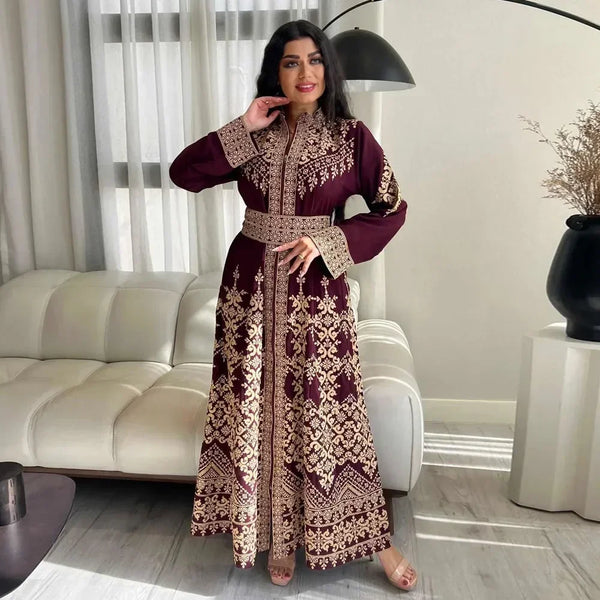 Ramdan Eid Print Jalabiya Muslim Women Zipper Long Dress Robe Dubai Abaya Outfits Kaftan Ethnic Islam Clothing Caftan Dresses