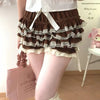 Autumn Winter Warm Lolita Safety Short Pants Women Sweet Chic Plush Bloomers Japanese Y2k Lace Bow Knickers Harajuku Cute Shorts