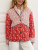 Chic Printed Color Spliced Short Coats Women's Casual Single Breasted Cotton Pocket Coat Autumn Winter Lady Daily Outwears