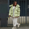 Women's Oversized Coats Print Hooded Padded Jackets Winter Female Stand Collar Long Sleeve Zipper Loose Puffy Coat Outerwear