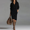 Autumn Winter Long Sleeve Knitted Dresses For Women Button Design Long Sleeve Lady Office Dress Women Elegan Party Dress
