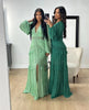 Elegant Ruffles Long Sleeve Maxi Dress for Women Boho Evening Party Dresses Wedding Guest Autumn Clothing Green Blue Purple