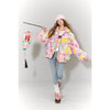 Women's Y2K Sweet Playful Loose Lapel Bomber Jacket Original All over Graphic down Filled Streetwear