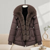 Parkas Women Down Cotton Jacket Winter Coat Large Fur Collar Warm Mid Long Cotton Padded Jacket Female Outerwear Overcoat