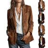 Women's Retro Suede Single-Breasted Blazer Spring Autumn Jacket Casual and Versatile Suede Jackets Women's Outerwear