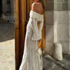 White Evening Dresses for Events Red Long Sleeve Lace Elegant Party Dresses Women Wedding Prom Dress Gown