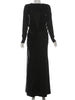 Elegant Shawl Patchwork Dress Women Swing Bandage Ruched Sexy Evening Prom Party Stretch Slim Maxi Bodycon