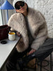 Women Cropped Faux Fur Jacket Coat Long Sleeve Front Snap-button Female Outerwear Chic Lapel Collar Thick Coat