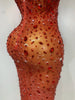 Rhinestones Sexy Mesh See Through Bodycon Dress Women Birthday Evening Cocktail party Gown Red Carpet Club Stage Outfit