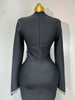 Women Sexy Long Sleeve Diamonds Maxi Long Bodycon Bandage Dress Celebrity Elegant Evening Party Birthday Dresses