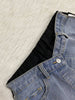 Women Denim Patchwork Pocket Side Wide Leg Loose Jogger Pants Active Jean Splicing Sweatpants Trousers