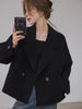100% Pure Wool Short Coat Women Woolen Jacket Cropped Warm Relaxed Fit Chic Office Commuter Winter Outerwear