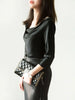 Heavy Mulberry Silk Satin Party Dress Long Sleeve Dress Women's Evening Dress