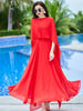Women Long Sleeve Dress White Chiffon Spring Vintage Casual Maxi Dresses For Elegant Prom Clothes
