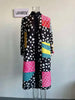 Pleated Contrast Color Leopard Printed Dress Stand Neck Single Breasted Mid-length Dresses Women Party Clothing 2Q1027