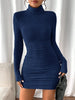 Women's High Neck Slim Fit Dress Pit Stripe Knitted Texture Design for Daily Life Spring Autumn