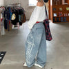 Women Blue Y2k Baggy Boyfriend Jeans Harajuku Vintage Wide Leg Denim Trousers Japanese 2000s Style Jeans Pants Oversize Clothes