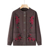 O-neck Women Autumn Winter Coat Middle-Aged Elderly Mother Knitting Cardigan Sweater Coat Warm Loose Jacket Grandma Clothin