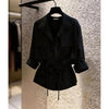 Spring Female Long Sleeved Casual Shirt French Lady Patchwork Cardigan Blouse Autumn Women Lapel Solid Color Shirts Coat