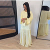 Solid Color Loose Fit Flare Sleeve Tiered Dress Crew Neck Ruffle Hem Pleated Long Maxi Dresses Spring Chic Casual Outwear