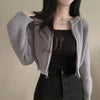 Short Sweater Zipper O-neck Knitted Cardigan Coat Casual Basic Solid Black Women Clothes Winter All-match Thick Lady
