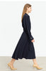 Minimalist French Long-sleeve Shirt Dress for Women Autumn A-line Office Lady Solid Midi Dresses Vestidos 12343290